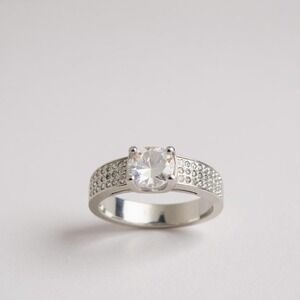 925 Sterling Silver‎ CZ Engagement Promise Ring Size 9.25